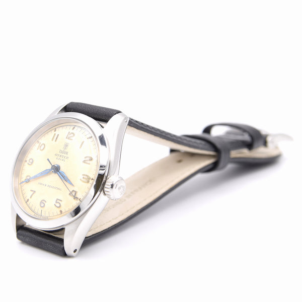 1950s Tudor Oyster Shock-Resisting 'All Arabic numerals' Steel Wristwatch Model 7903 32mm All original