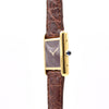 1970s Cartier Ladies Tank Mechanical with Unique Burgundy Red Patina Dial in 925 Sterling Silver Gilt Vermeil Case