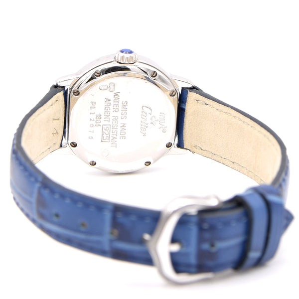 1990s ladies Cartier 'Must de' Ronde with Art Deco Numerals in 925 Sterling Silver Case Model 1806