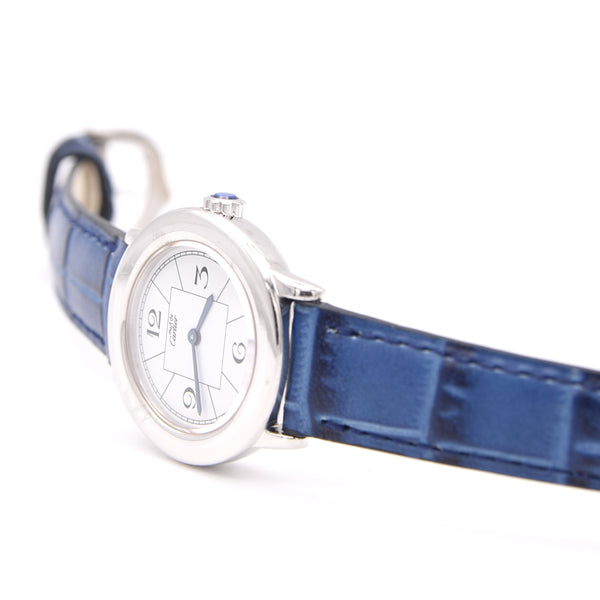 1990s ladies Cartier 'Must de' Ronde with Art Deco Numerals in 925 Sterling Silver Case Model 1806