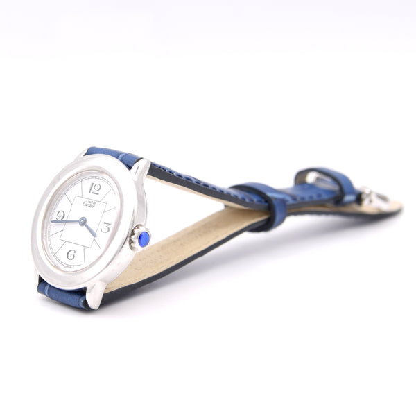 1990s ladies Cartier 'Must de' Ronde with Art Deco Numerals in 925 Sterling Silver Case Model 1806