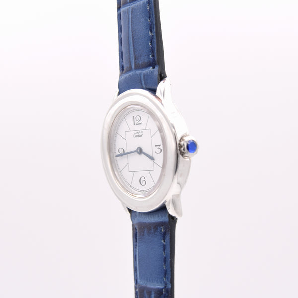 1990s ladies Cartier 'Must de' Ronde with Art Deco Numerals in 925 Sterling Silver Case Model 1806
