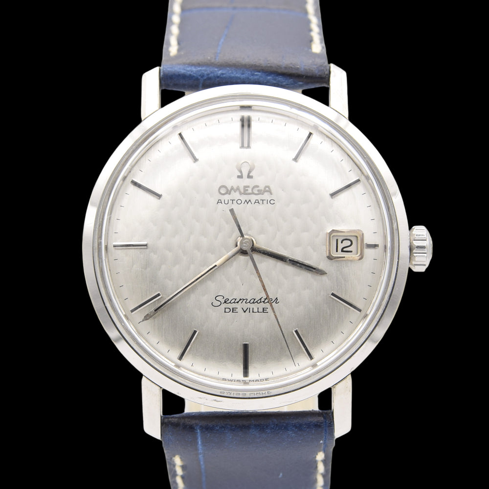 1963 Omega Seamaster Deville steel Automatic all original onyx Hammered / Fish-scale Dial date Model 166.020 Mint