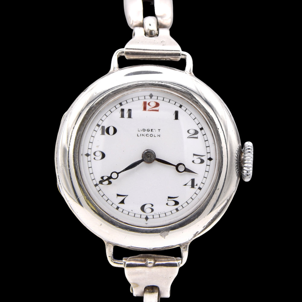 1927 Ladies Longines antique solid silver bracelet watch retailed by Lidgetts of Lincoln