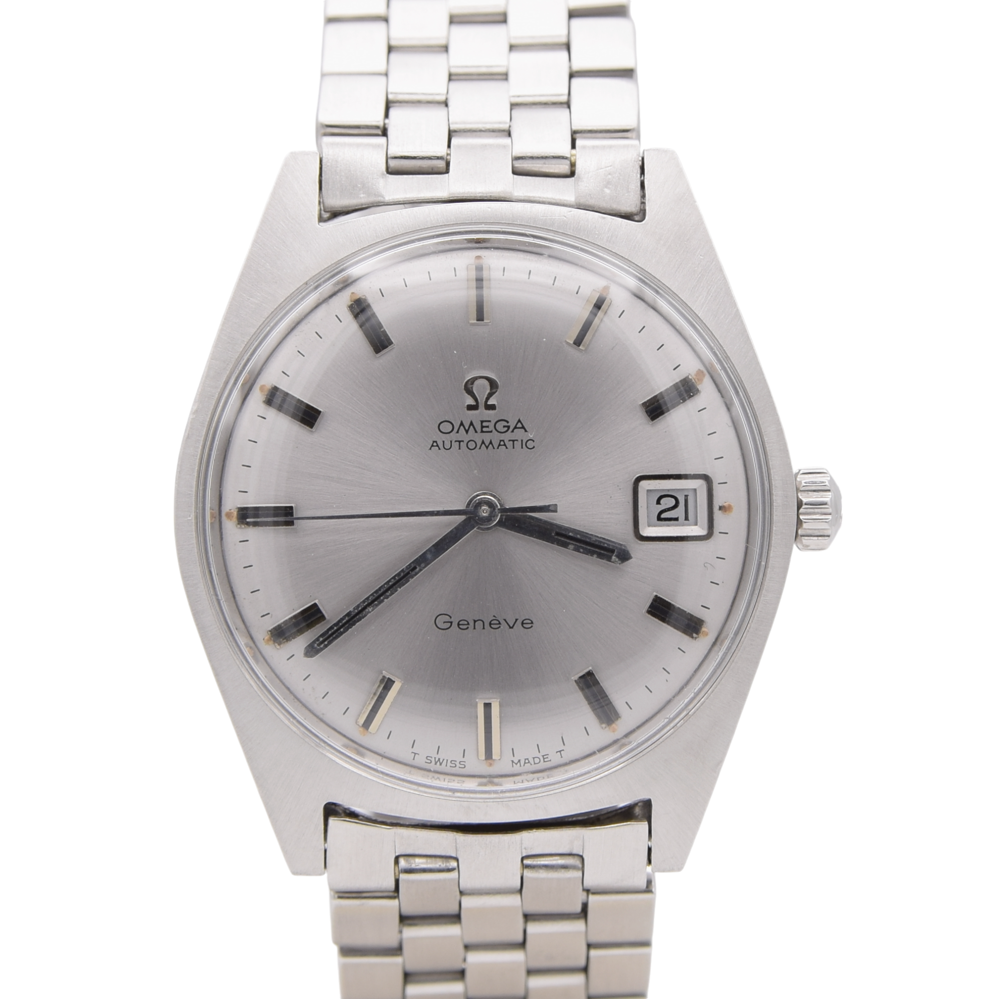 1969 Omega Geneve Automatic Date Model 166.041 in Stainless Steel Cal 565 Brick original Bracelet