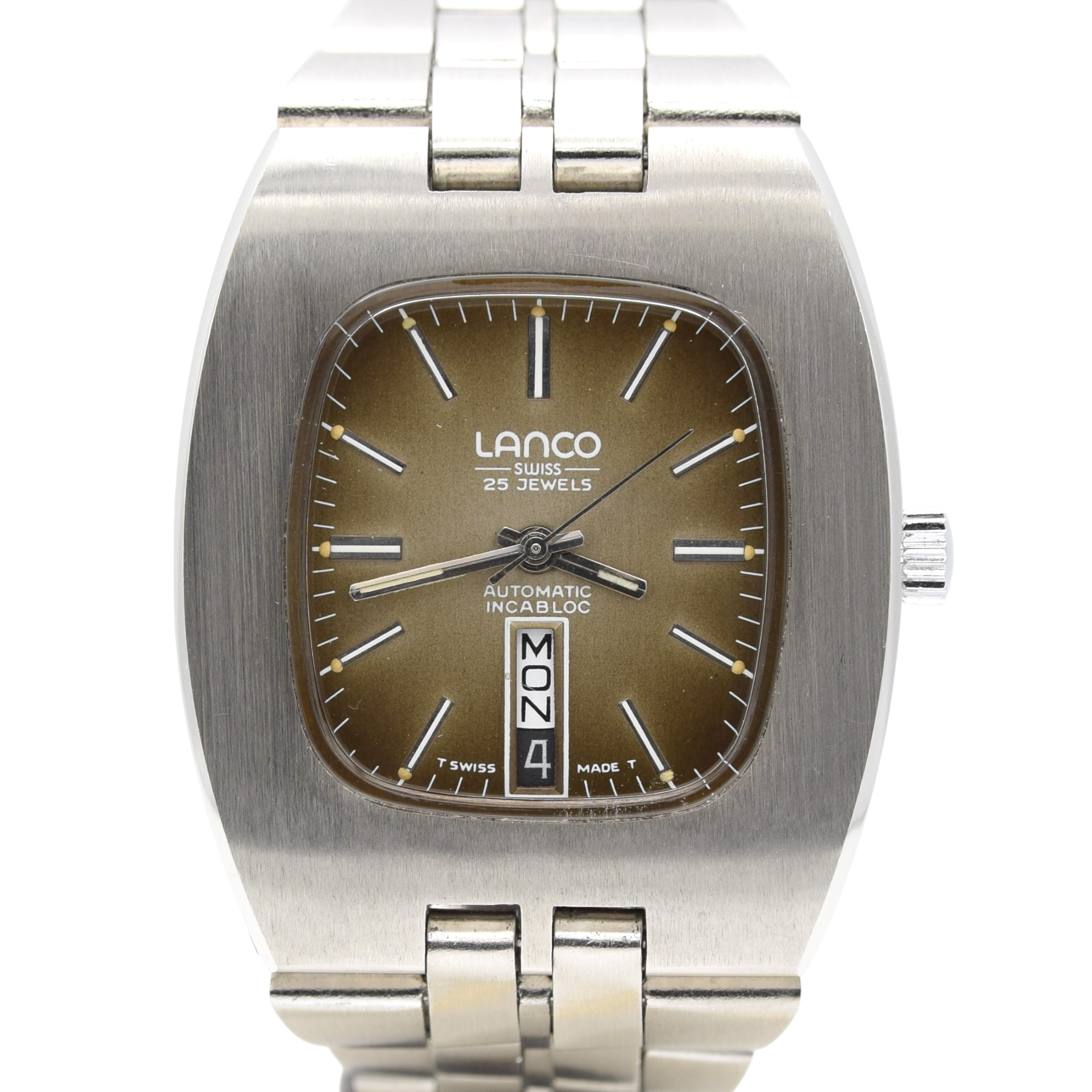 1970s Lanco Day / Date automatic  watch in Stainless Steel on Bracelet new old stock unused