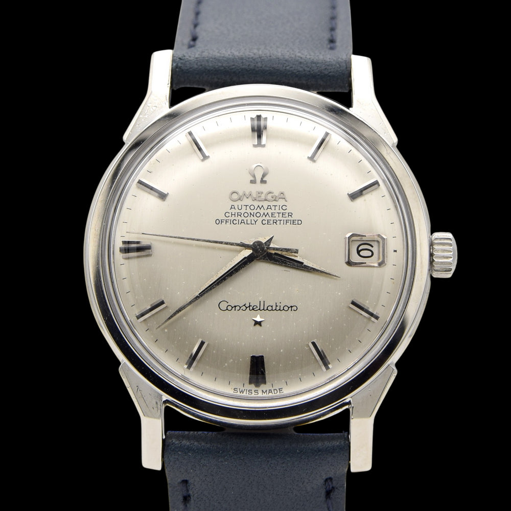 1963 Omega Sharp Constellation Date Automatic Chronometer with Dog Leg Lugs Model 168.005 in Stainless Steel