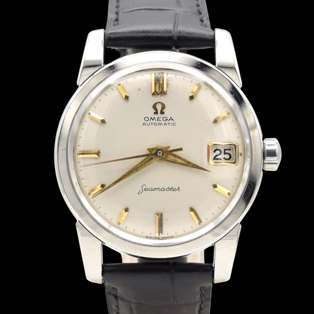 1958 Omega Seamaster Automatic Date Wristwatch Model 2849 with Original Off-White Dial in Stainless Steel
