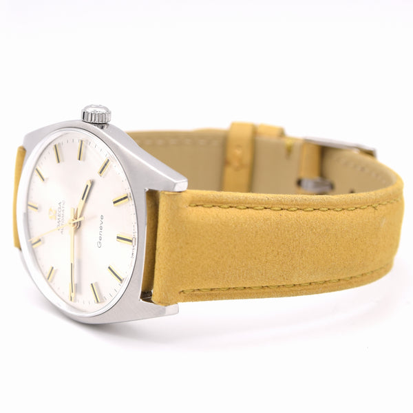 1968 Omega Genève Automatic with Satin Silver Sunburst dial in Steel Model 165.041 box & Papers