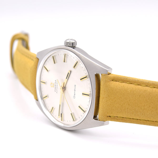 1968 Omega Genève Automatic with Satin Silver Sunburst dial in Steel Model 165.041 box & Papers