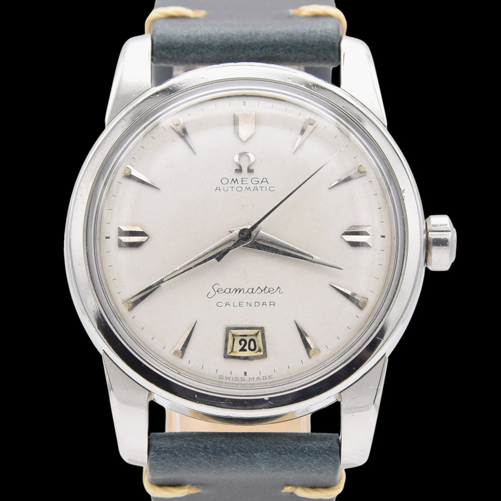 1954 Omega Seamaster bumper Automatic first Date Wristwatch Model 2757 Off-White Dial in Steel