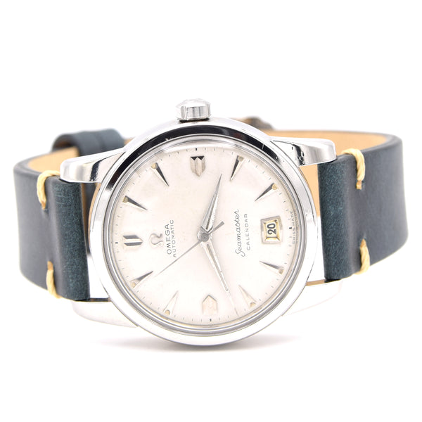 1954 Omega Seamaster bumper Automatic first Date Wristwatch Model 2757 Off-White Dial in Steel