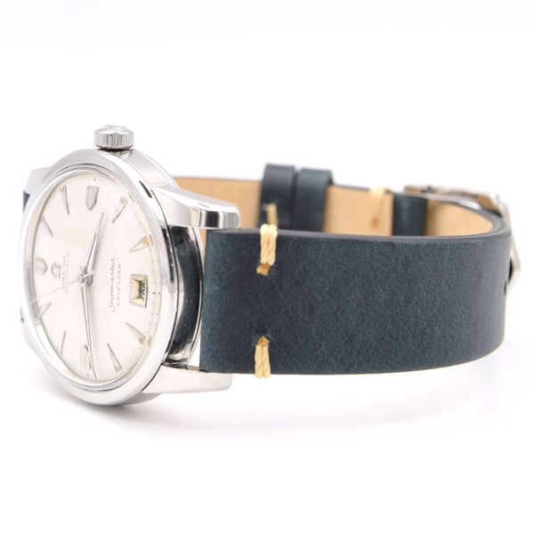 1954 Omega Seamaster bumper Automatic first Date Wristwatch Model 2757 Off-White Dial in Steel