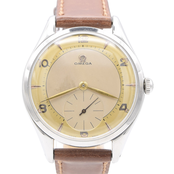 1956 Omega Huge Jumbo watch with Mixed Arabic Dial and Sub Seconds Model 2580-1 in Stainless Steel