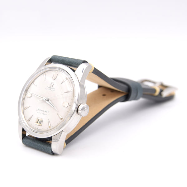 1954 Omega Seamaster bumper Automatic first Date Wristwatch Model 2757 Off-White Dial in Steel