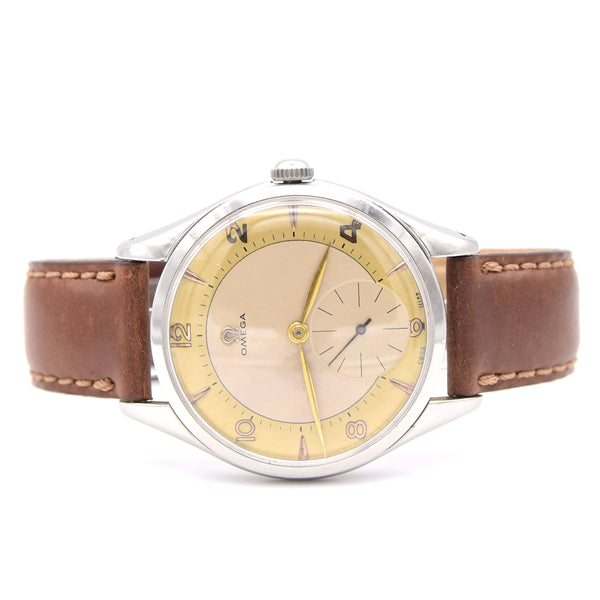 1956 Omega Huge Jumbo watch with Mixed Arabic Dial and Sub Seconds Model 2580-1 in Stainless Steel
