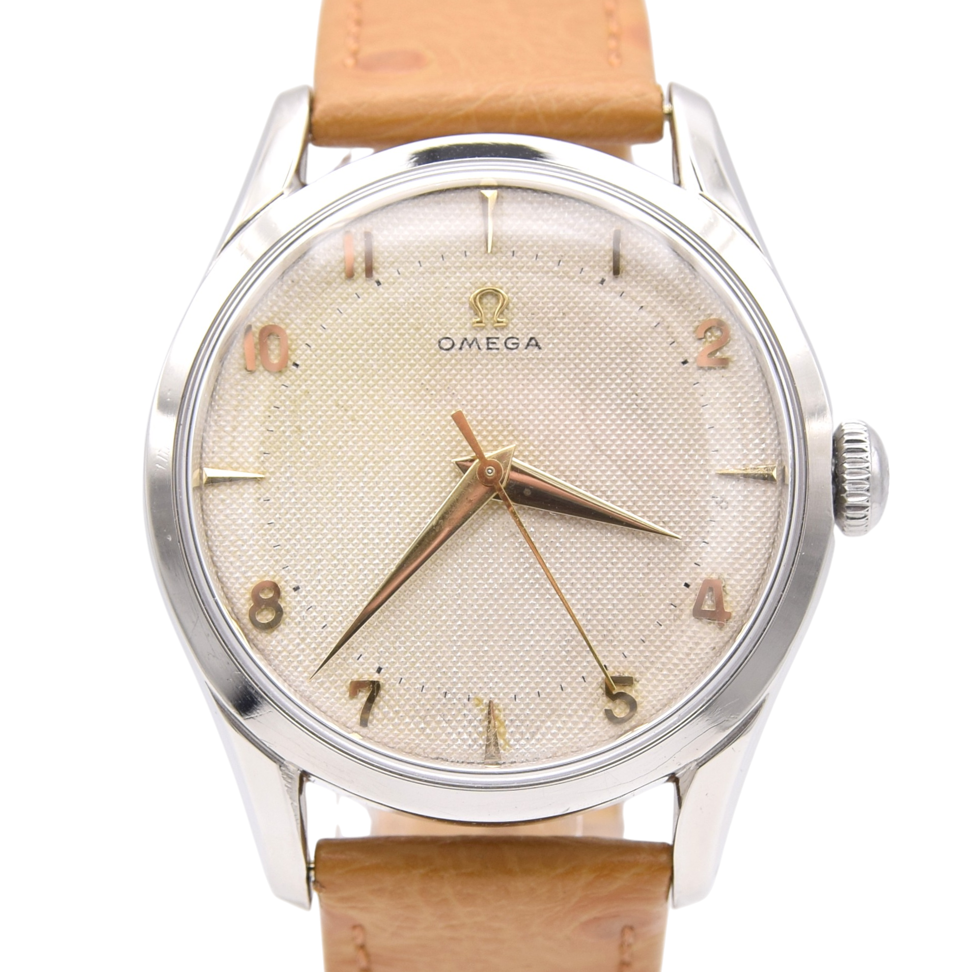 1950 Omega 36mm Model 2639 stunning honeycomb dial Stainless Steel Screw-Back case