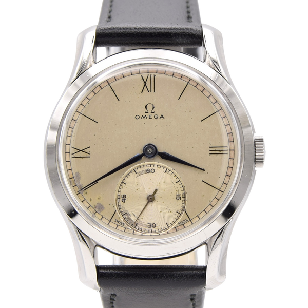 1947 Omega 36mm watch with rare lug design & original Dial Cal 30T2 Model 2487-1 Steel