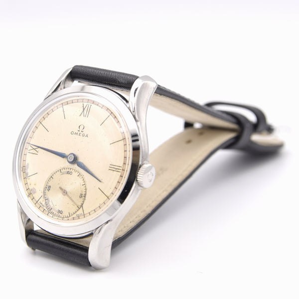 1947 Omega 36mm watch with rare lug design & original Dial Cal 30T2 Model 2487-1 Steel