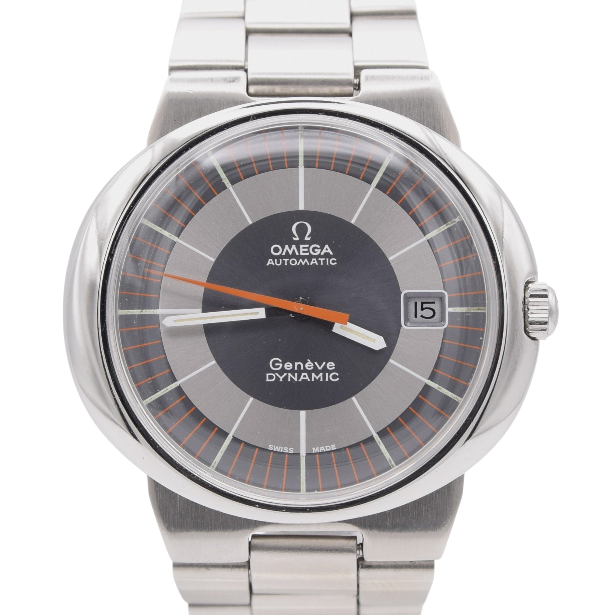 1973 Omega Geneve Dynamic Automatic with Rarer Grey bulls eye Dial 166.175 in Stainless Steel on Bracelet