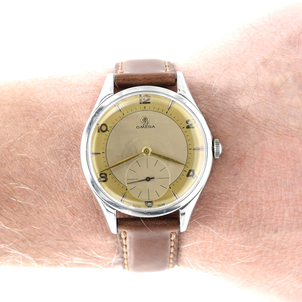 1956 Omega Huge Jumbo watch with Mixed Arabic Dial and Sub Seconds Model 2580-1 in Stainless Steel