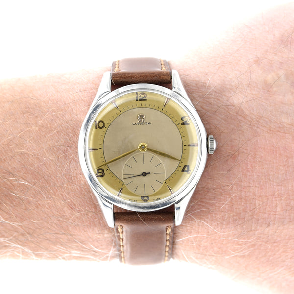 1956 Omega Huge Jumbo watch with Mixed Arabic Dial and Sub Seconds Model 2580-1  in Stainless Steel
