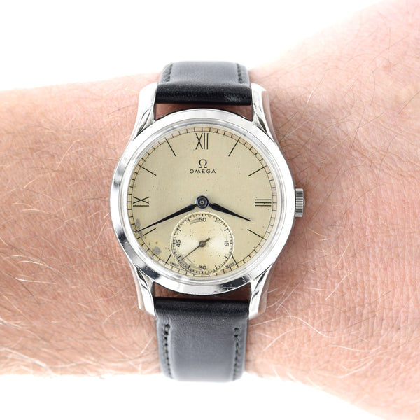 1947 Omega 36mm watch with rare lug design & original Dial Cal 30T2 Model 2487-1 Steel