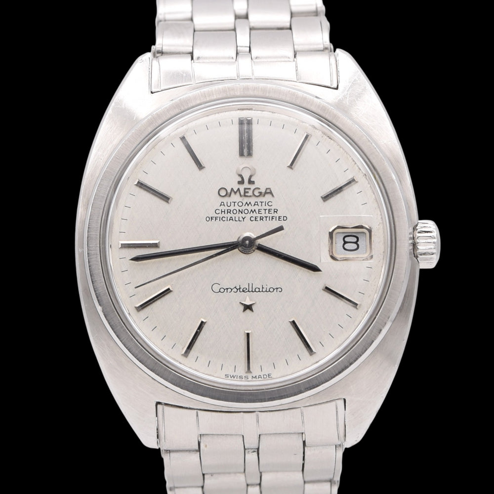 1969 Omega Constellation Automatic Wristwatch in Steel Chronometer Date Model 168.017 "C" Case on rare bracelet