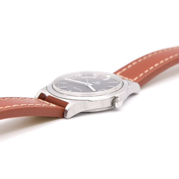 1974 Omega Geneve Date with Stunning Original Graphite Grey Dial Model 136.0102 cal 1030