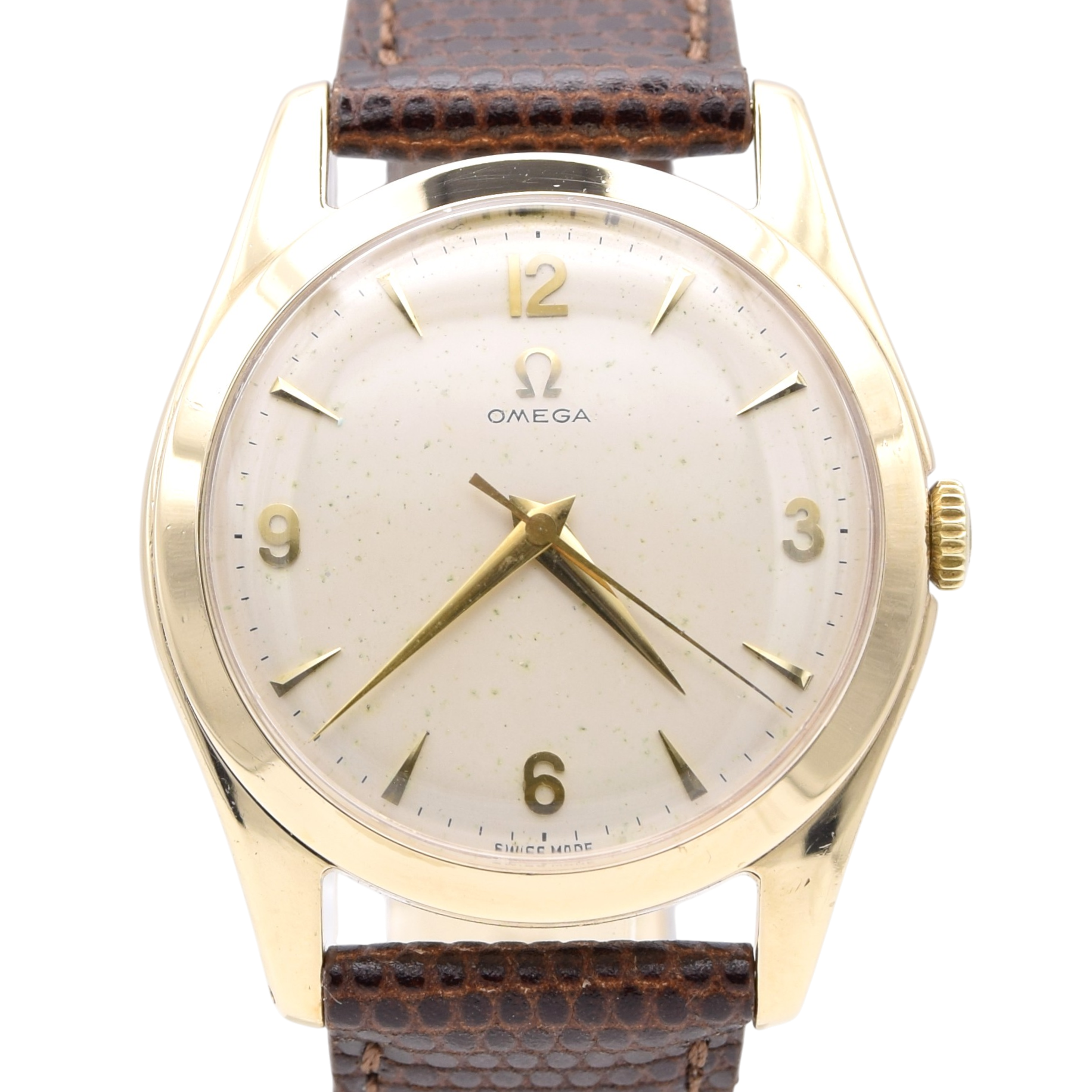 1956 Omega Dress Watch in Solid 9ct Gold English Case Model 12302 all original cal 420