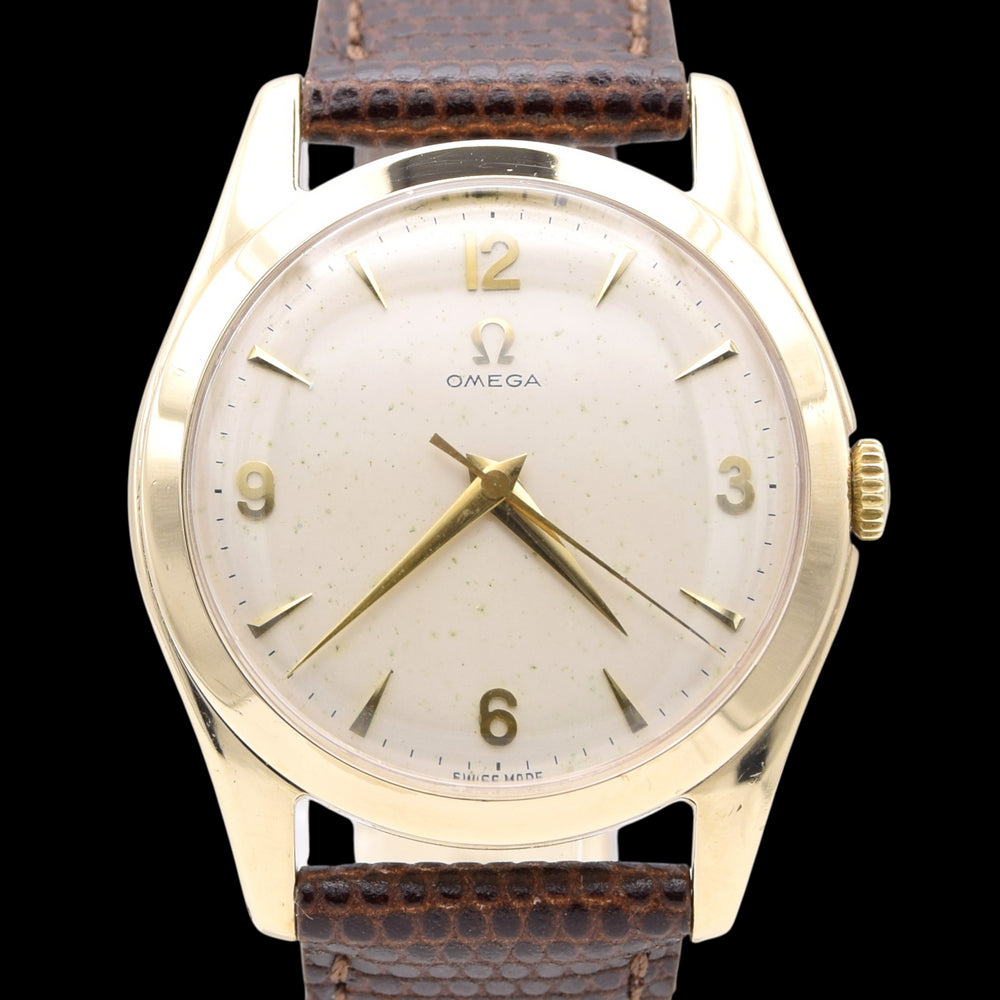 1956 Omega Dress Watch in Solid 9ct Gold English Case Model 12302 all original cal 420