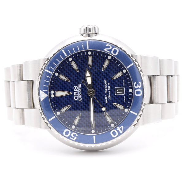 2000 Oris TT1 Auto Diver style Date with blue textured dial model 7533 22-92809 43mm