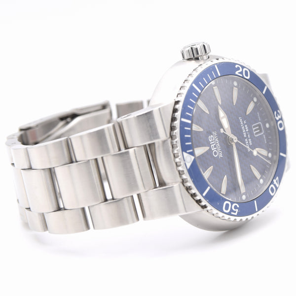 2000 Oris TT1 Auto Diver style Date with blue textured dial model 7533 22-92809 43mm