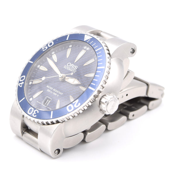 2000 Oris TT1 Auto Diver style Date with blue textured dial model 7533 22-92809 43mm
