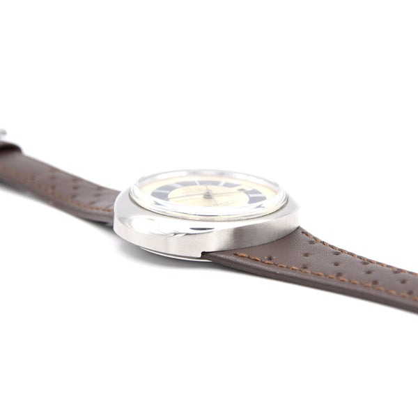 1973 Omega Geneve Dynamic Automatic Date with Two Tone white and Blue Tuxedo Roman Dial Model 166.107