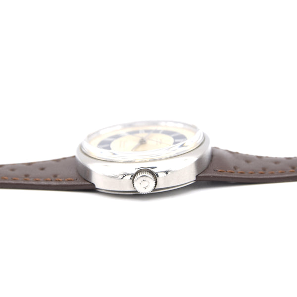 1973 Omega Geneve Dynamic Automatic Date with Two Tone white and Blue Tuxedo Roman Dial Model 166.107