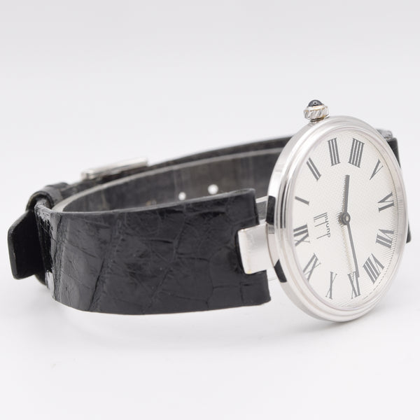 1977 Alfred Dunhill silver 925 sterling Clous de Paris hobnail guilloché. dial swiss mechanical Wristwatch with strap - buckle - box
