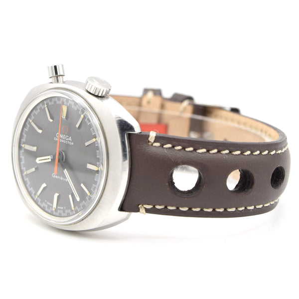 1967 Omega Chronostop Genéve Rarer drivers Model 145.010 with Grey Sloped Dial in Stainless Steel