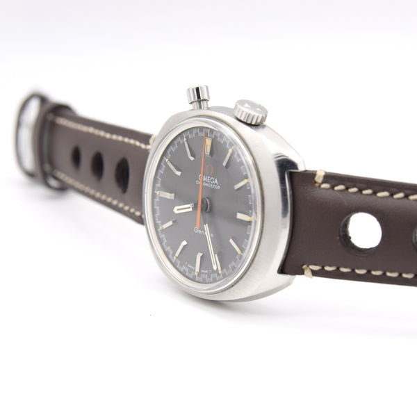 1967 Omega Chronostop Genéve Rarer drivers Model 145.010 with Grey Sloped Dial in Stainless Steel