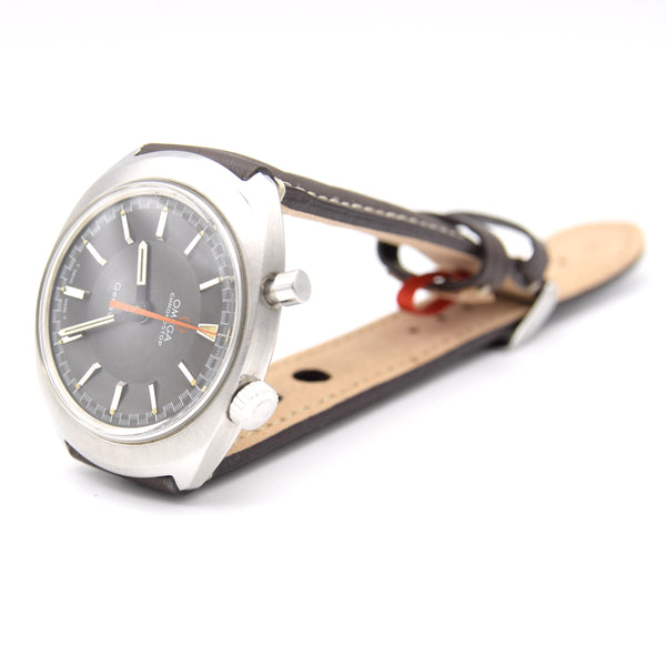 1967 Omega Chronostop Genéve Rarer drivers Model 145.010 with Grey Sloped Dial in Stainless Steel