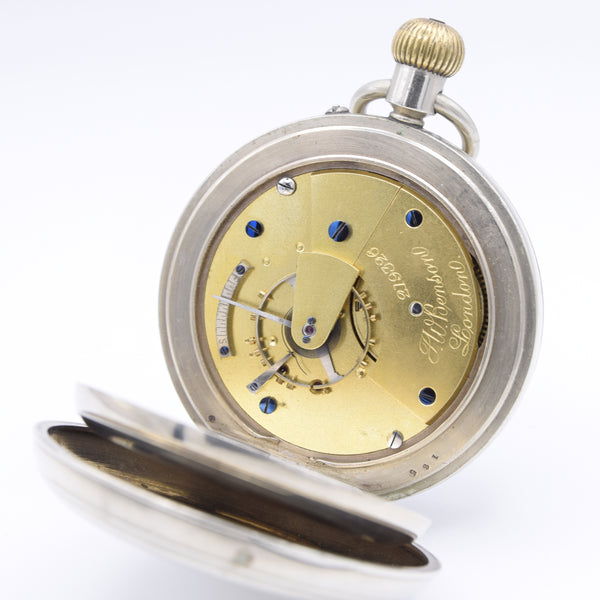 1895-1900 J.W. Benson of London Substantial Railway Guards Nickel Case Pocket Watch - Early All-English Lever
