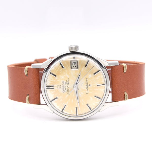 1966 Omega Constellation Date Automatic Chronometer with Dog Leg Lugs onyx batons Model 168.005 in Stainless Steel