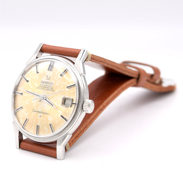 1966 Omega Constellation Date Automatic Chronometer with Dog Leg Lugs onyx batons Model 168.005 in Stainless Steel