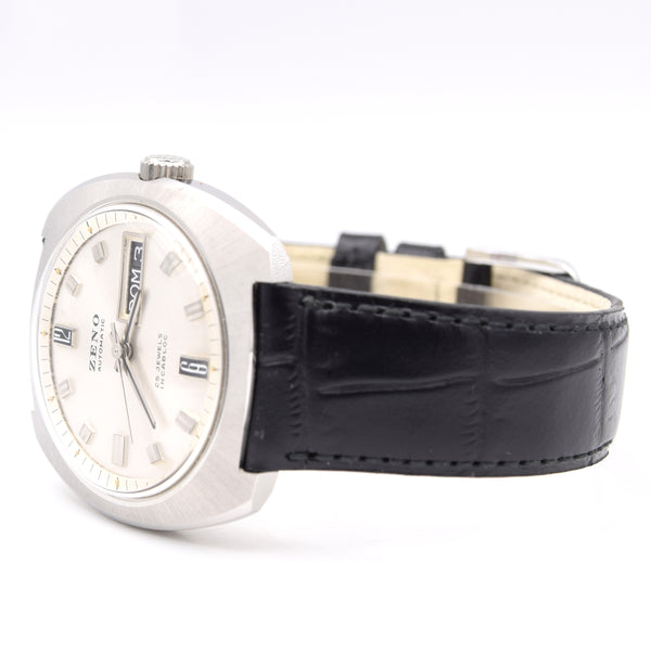 1970s Zeno Comprerssor Large Day / Date automatic watch Stainless Steel on Bracelet new old stock unused