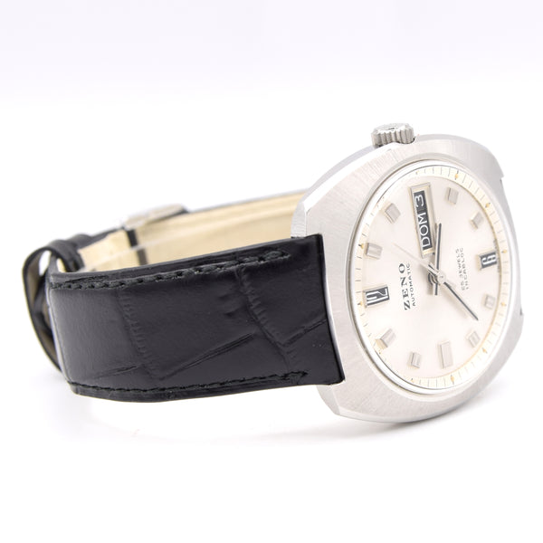 1970s Zeno Comprerssor Large Day / Date automatic watch Stainless Steel on Bracelet new old stock unused