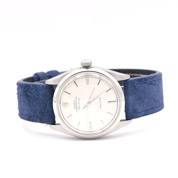 1965 Rolex Oyster Perpetual Air King Precision Model 5500 Rare 'No Lume' with satin silvered Dial in Stainless Steel