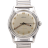 1950s Cyma Watersport steel wristwatch original all-Arabic military dial on rare GF Bonklip bracelet