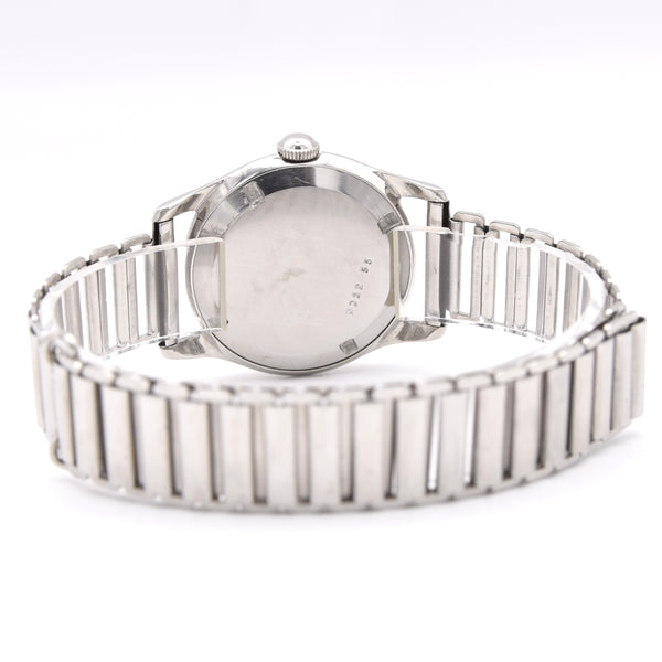 1950s Cyma Watersport steel wristwatch original all-Arabic military dial on rare GF Bonklip bracelet