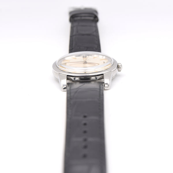 1962 Omega sharp Seamaster Automatic Wristwatch Model 14761 Original Off-White onyx markers dial