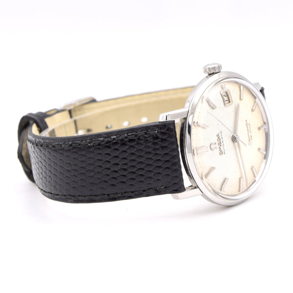 1963 Omega Automatic Seamaster De Ville Date Model 166.020 Wristwatch with Linen Dial - Hippocampus